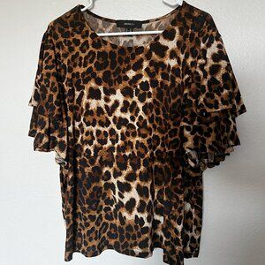 Forever 21 Plus Size Animal Print Top with Flare Sleeves Size 3X